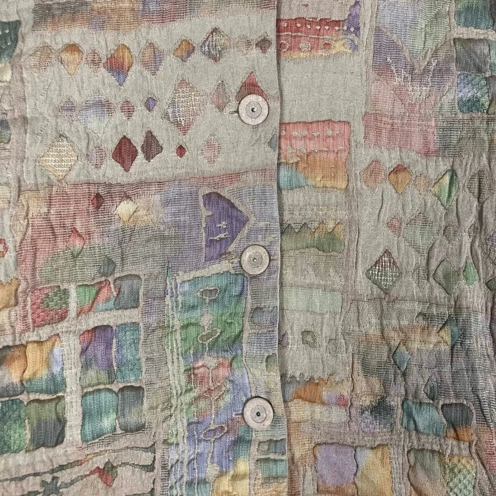 Vintage Orvis Women Tapestry Jacket Multi Color Abstract Geometric Button Front - Picture 6 of 13